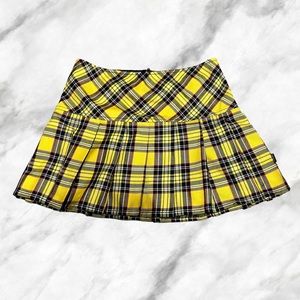Tripp Yellow Plaid Pleated Mini Skirt Size Medium